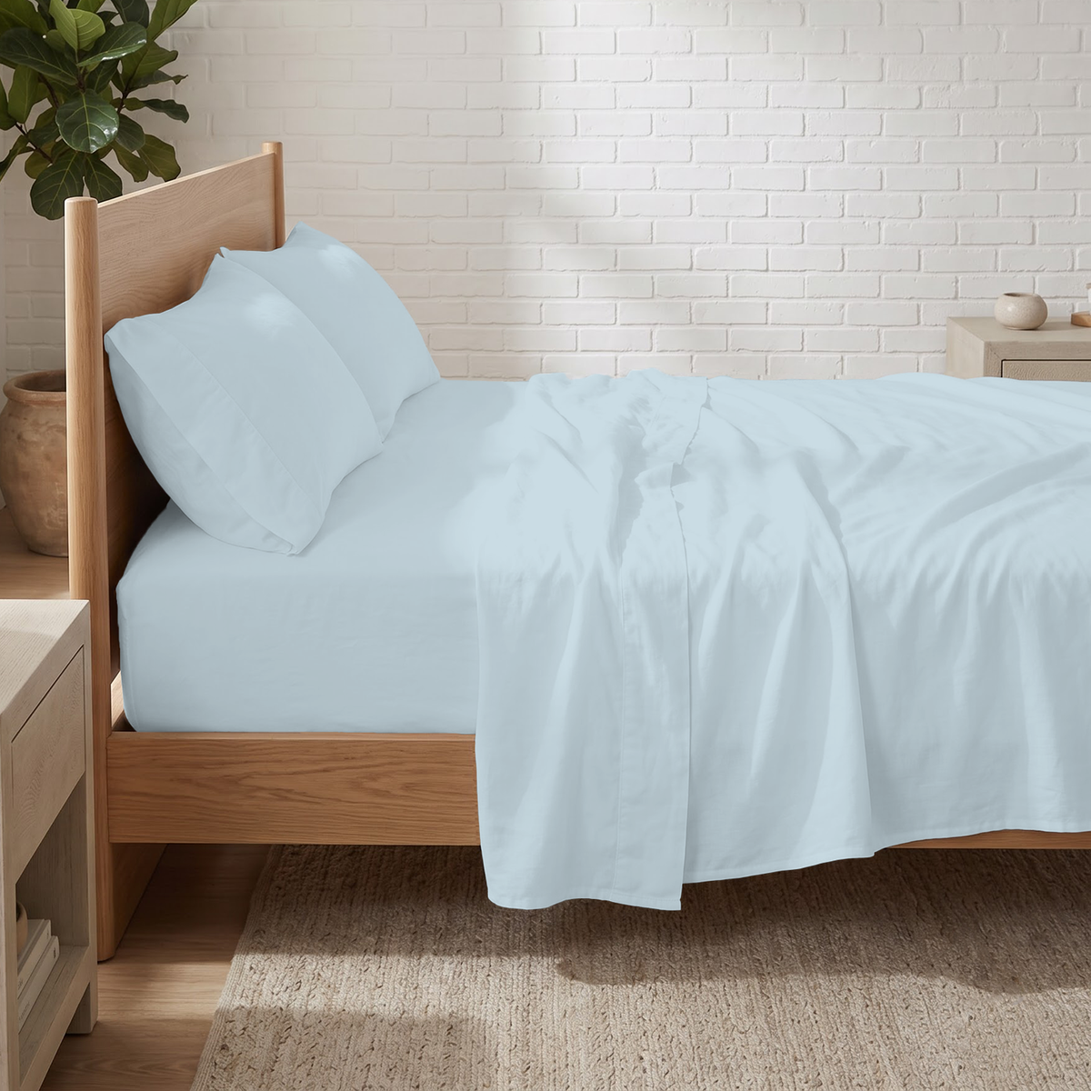 Sky Blue 600 Thread Count Sheet Set | 100% Cotton Sateen