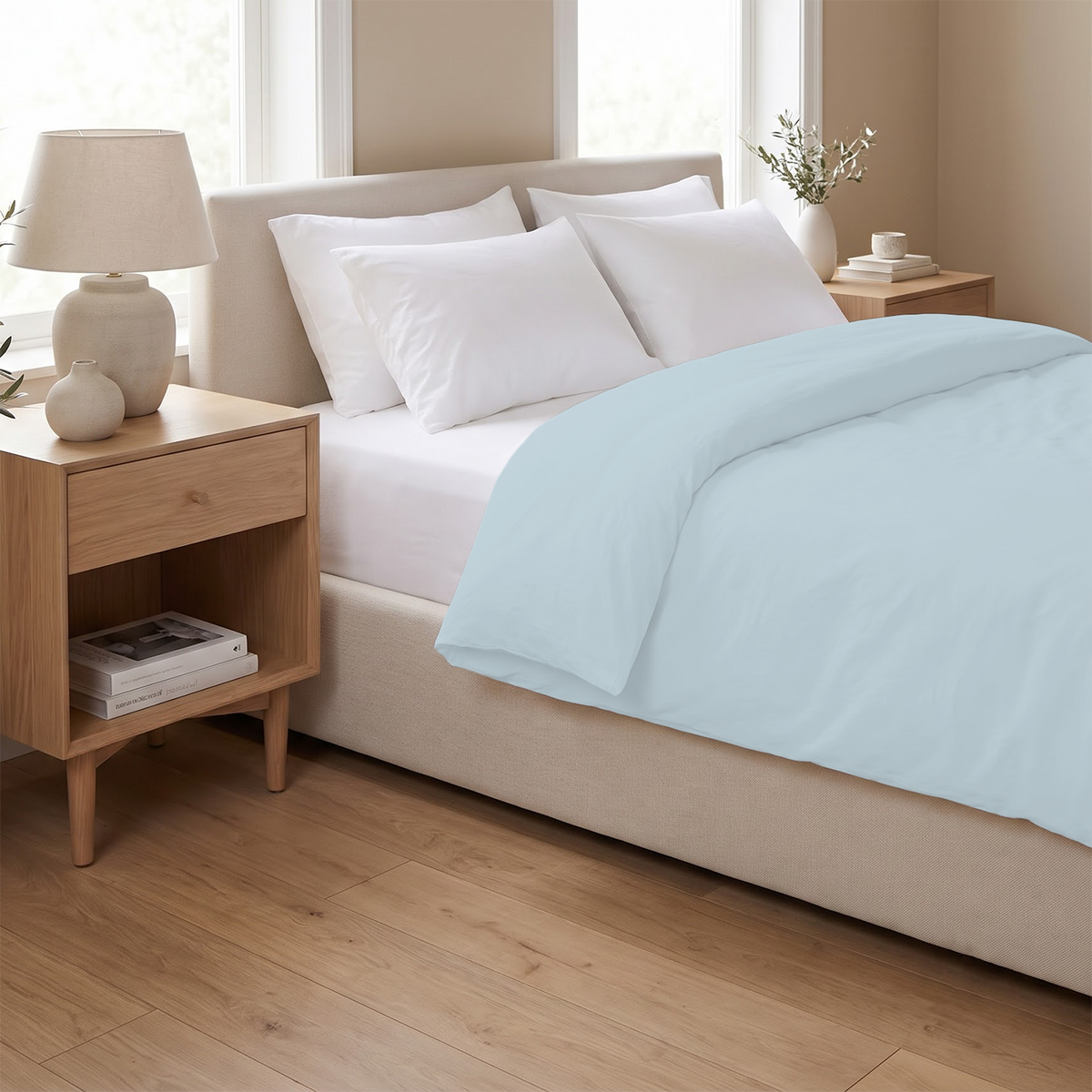 Sky Blue 600 Thread Count Duvet Cover | 100% Cotton Sateen