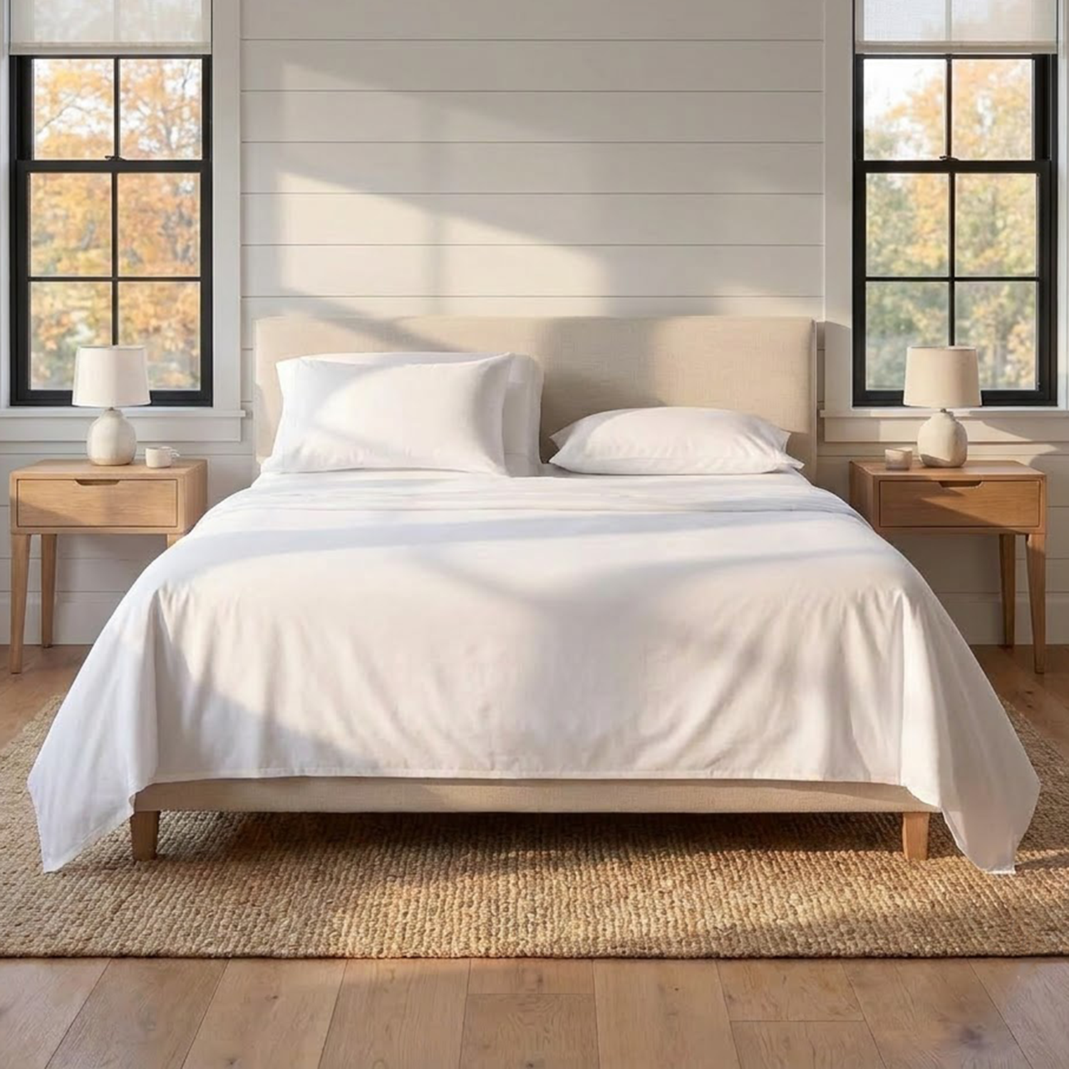 White Cotton Percale Top Split Bed Sheets