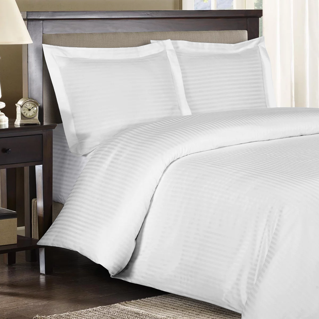 White Stripe Duvet Cover Set Comfy Sateen