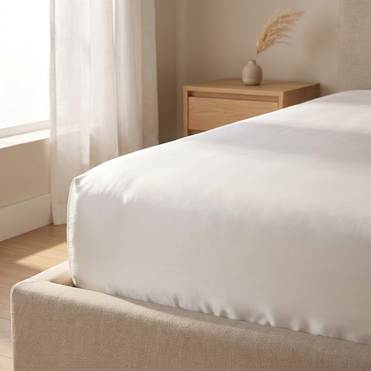 Natural White Mulberry Silk Fitted Sheet Only - 22 Momme