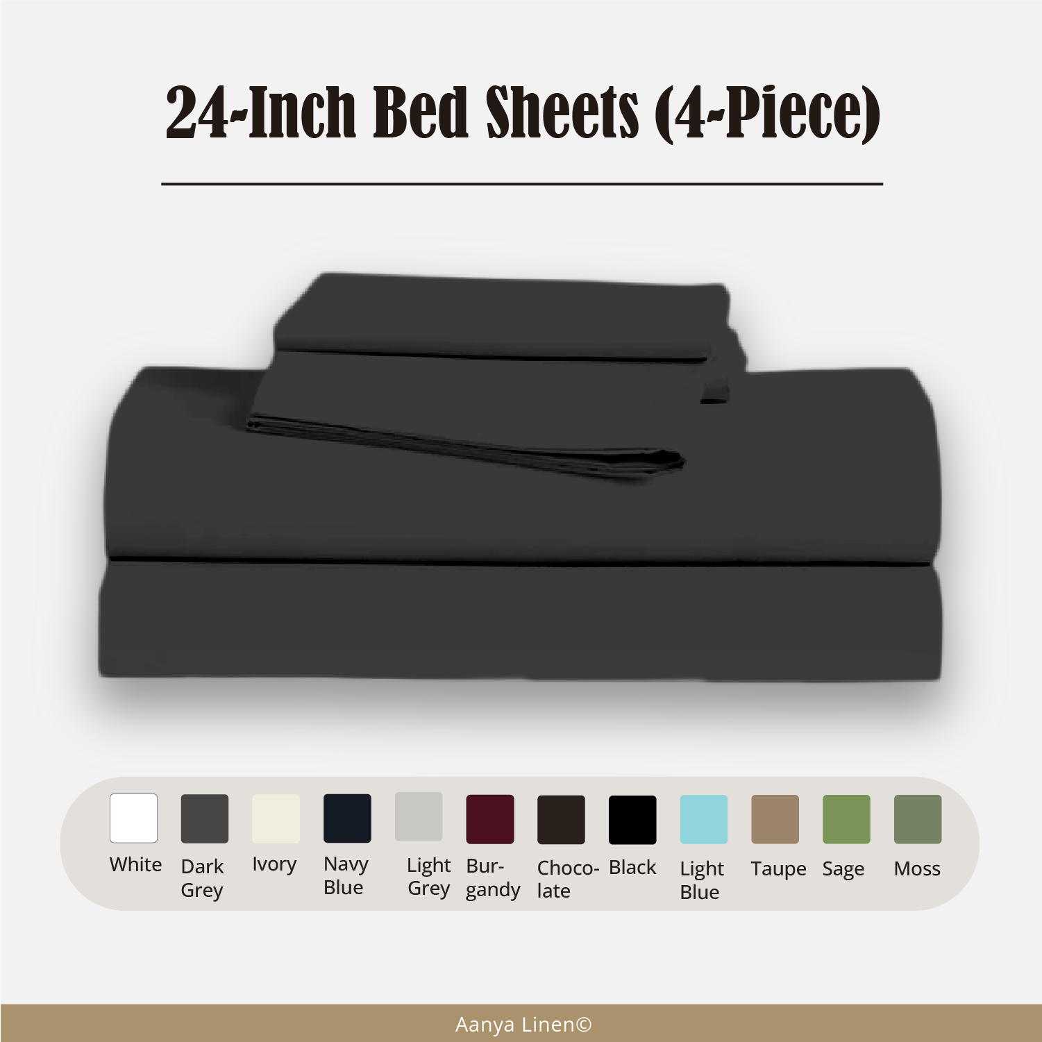 24 Inch Bed Sheets - ( 4-Piece )