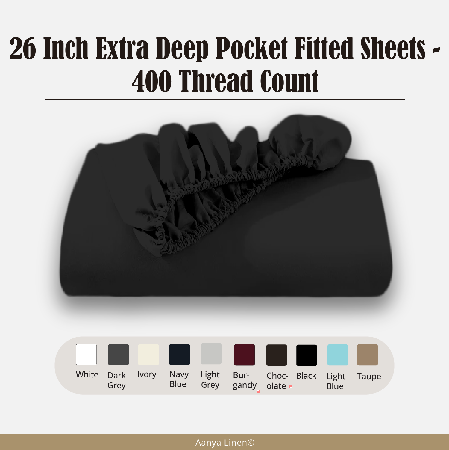 26 Inch Extra Deep Pocket Fitted Sheets - 400 Thread Count