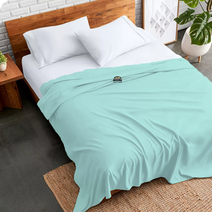 Aqua Blue Flat Sheet Solid Comfy Sateen