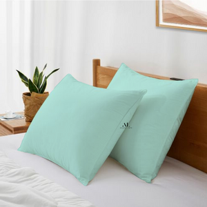 Aqua Blue Pillowcases Solid Comfy Sateen
