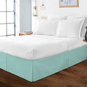 Aqua Blue Stripe  Bed Skirt (Comfy - 300TC)