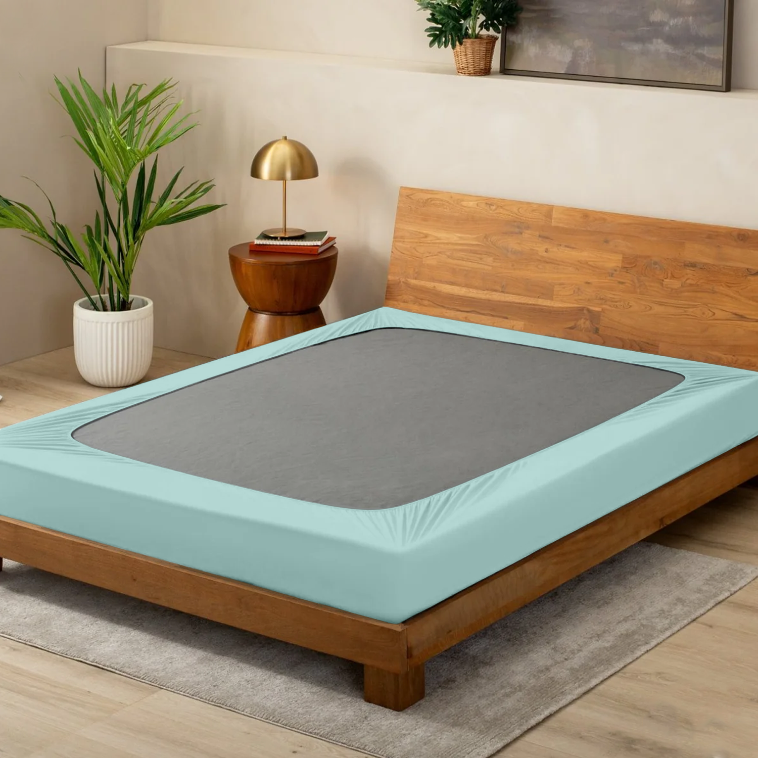Aqua Blue Box Spring Cover