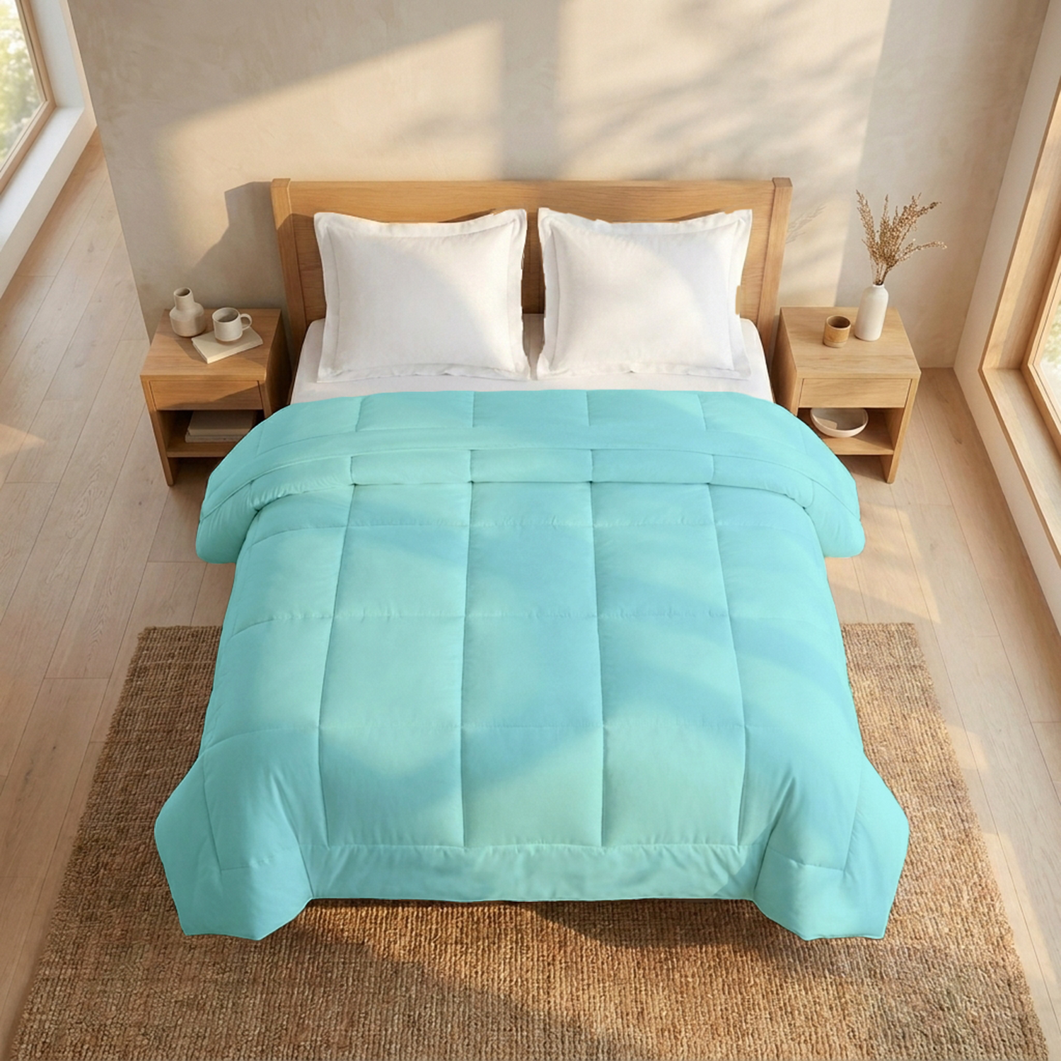 Aqua Blue Comforter 400 GSM Comfy Cotton Sateen