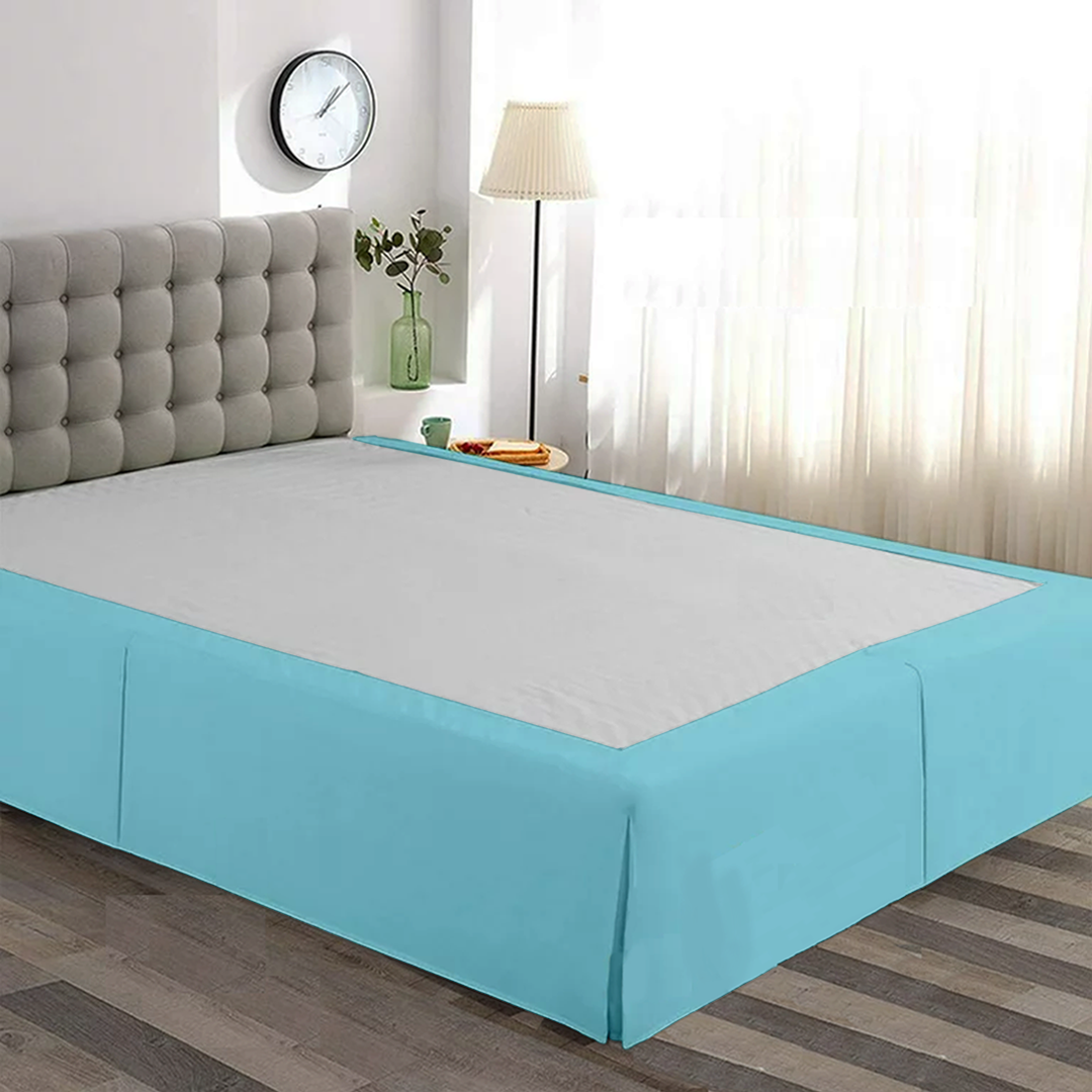 Comfy Aqua Blue Bed Skirt - Split Corner