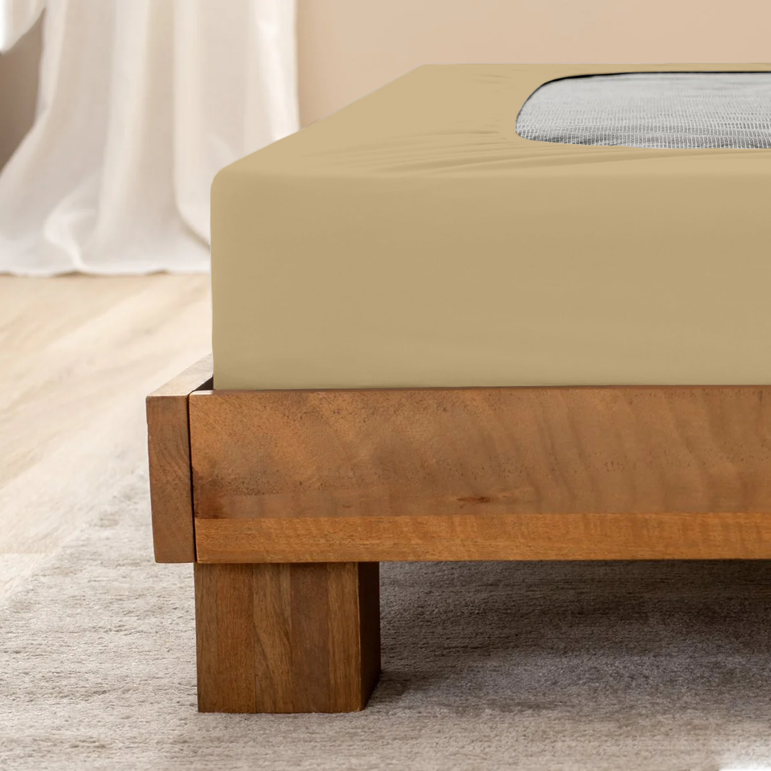 Beige Blue Box Spring Cover