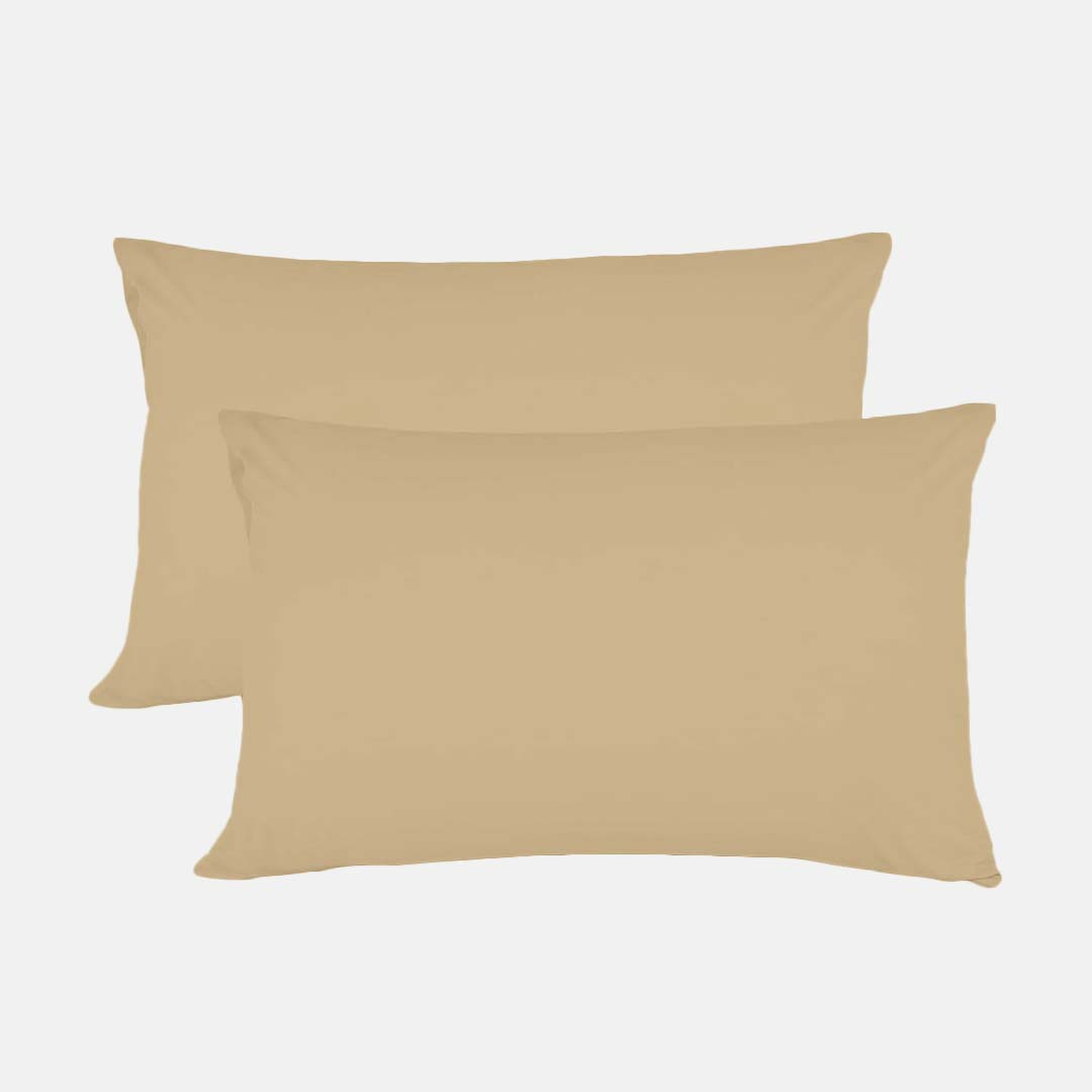 Luxury Beige Pillowcases Solid Comfy Sateen