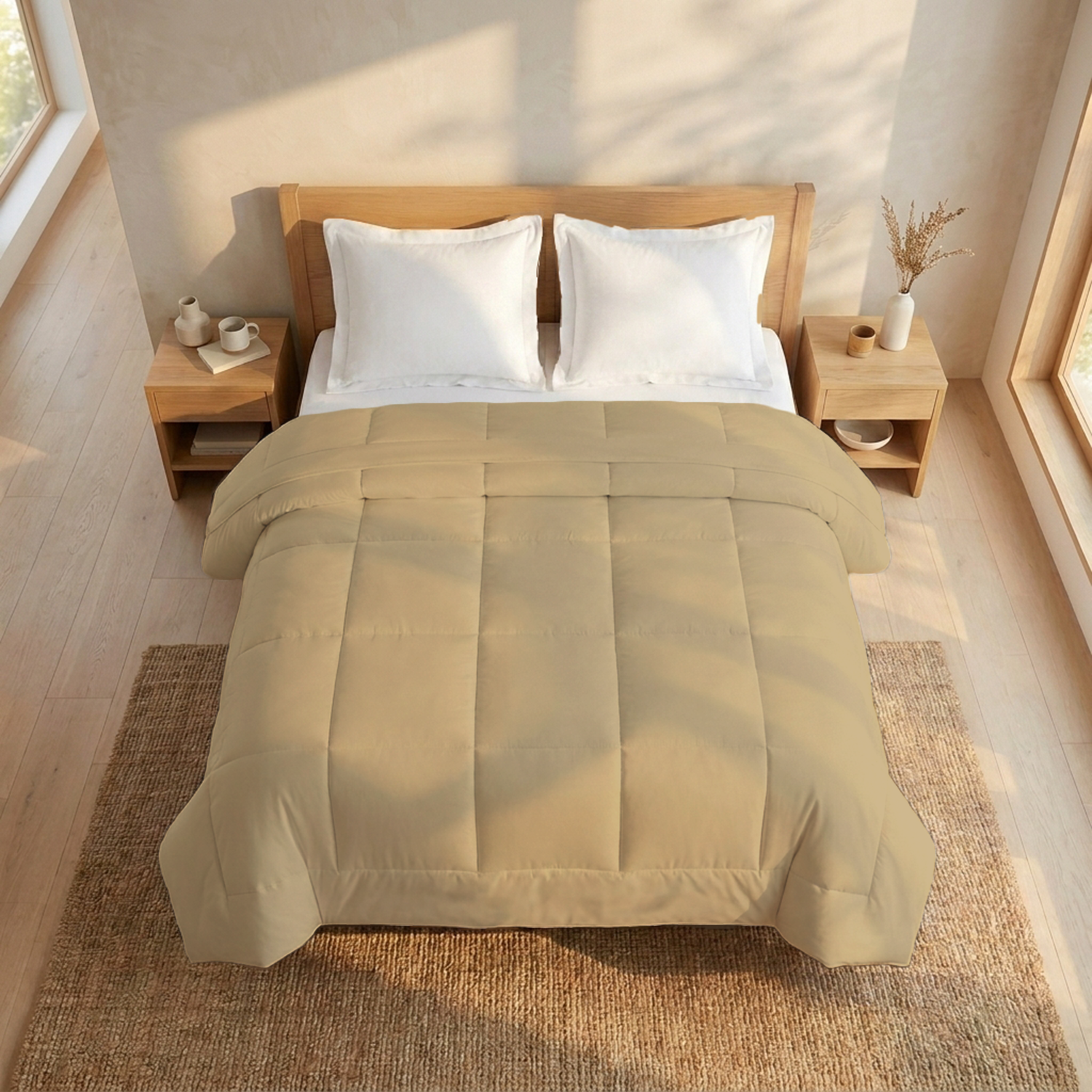 Beige Comforter 400 GSM Comfy Cotton Sateen