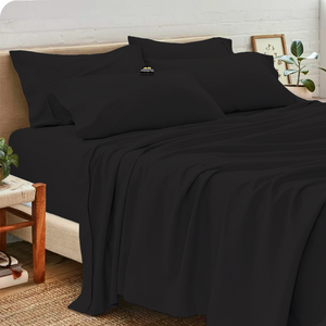 Black Sheet Set With Extra Pillowcase Solid Comfy Sateen