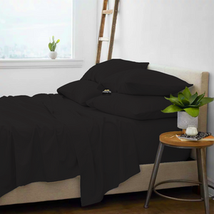 Black Sheet Set With Extra Pillowcase Solid Comfy Sateen