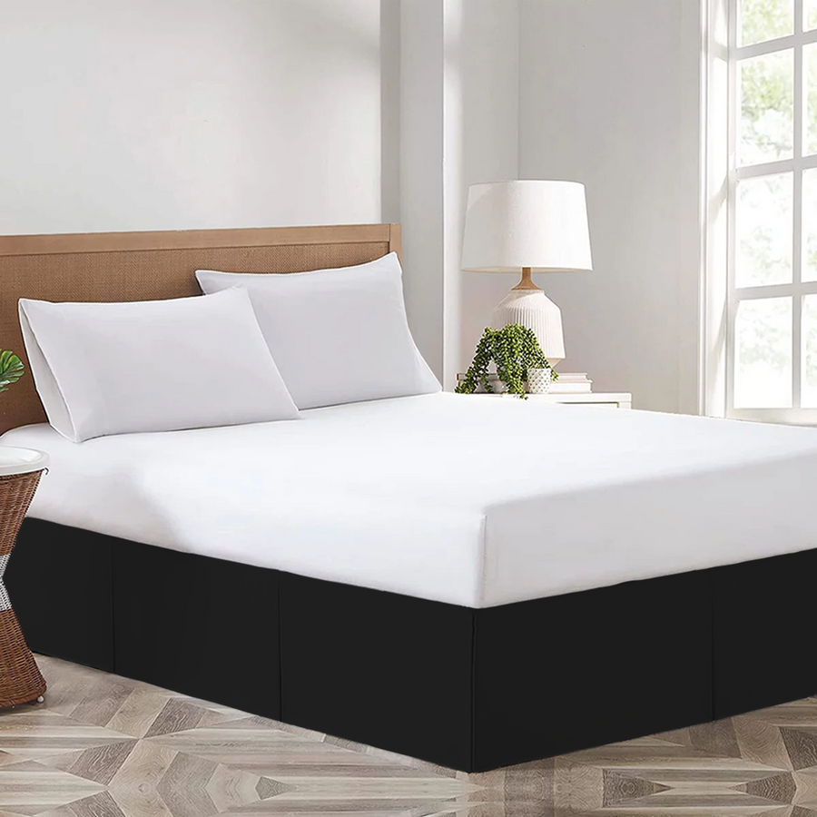Black Bed Skirt 400 TC Cotton Aanya Linen