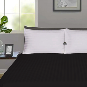 Black Stripe Fitted Sheet Comfy Sateen
