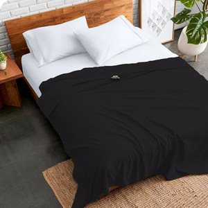 Black Cotton Flat Sheet Solid Comfy Sateen