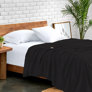 Black Flat Sheet Solid Bliss Sateen