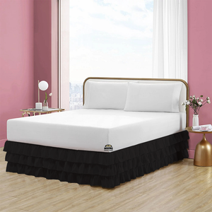 Black Multi Ruffle Bed Skirt Bliss Solid