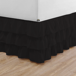 Black Multi Ruffle Bed skirt Comfy Solid