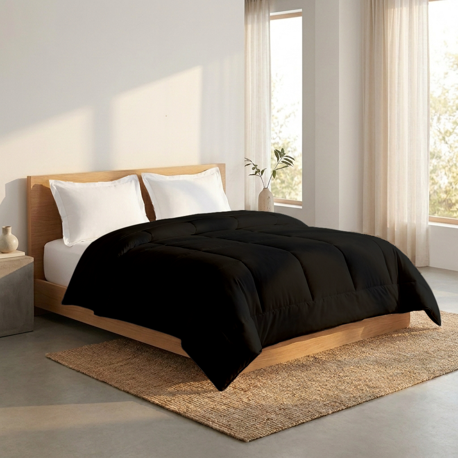 Cotton Black Comforter 400 GSM Comfy Solid