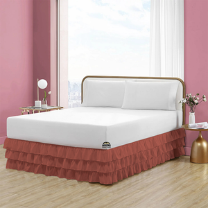 Brick Red Multi Ruffle Bed skirt Comfy Solid