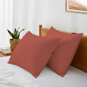 Luxury Brick Red Pillowcase Solid Comfy Sateen