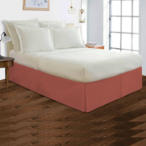 Brick Red Stripe Bed Skirt Comfy Sateen