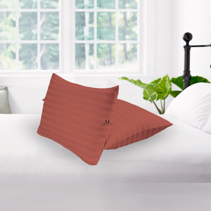 Brick Red Stripe Pillowcase Comfy Sateen