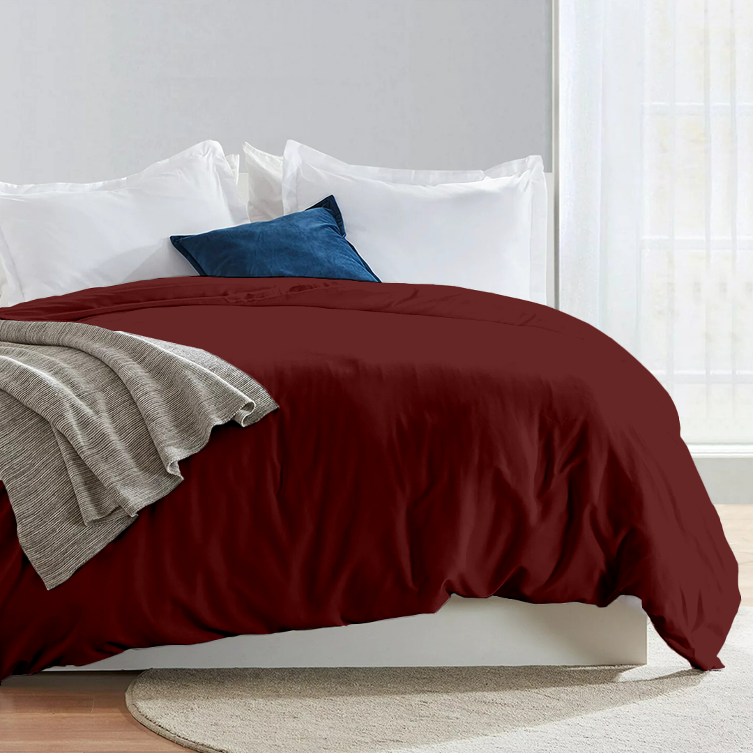 Burgundy Duvet Cover Bliss Solid Sateen