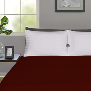 Burgundy Stripe Fitted Sheet Comfy Sateen