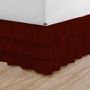 Burgundy Multi Ruffle Bed Skirt Comfy Solid
