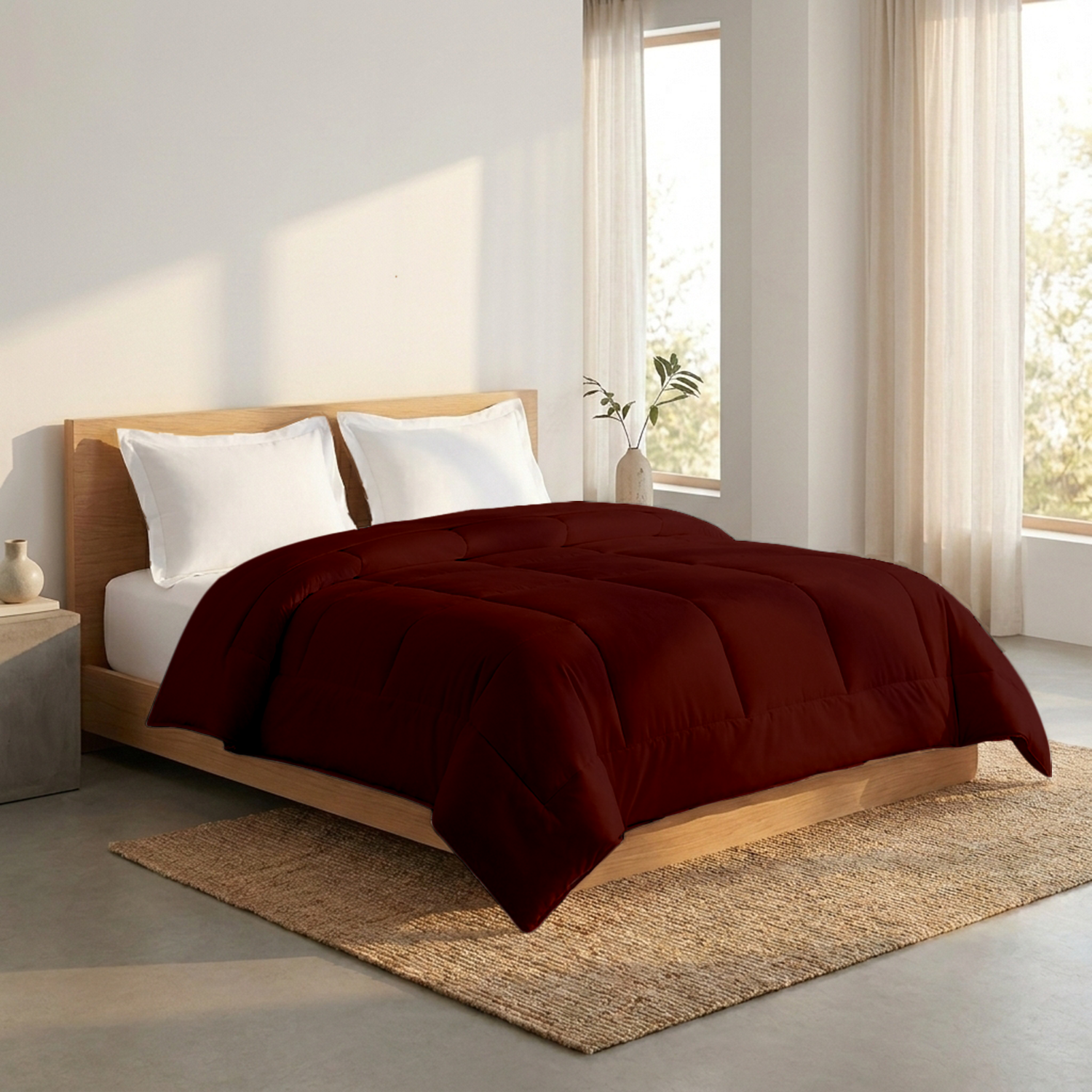 Burgundy Comforter 400 GSM Comfy Cotton Sateen