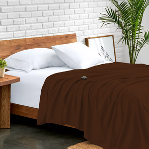 Chocolate Brown Flat Sheet Solid Comfy Sateen