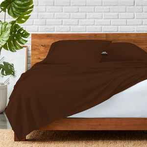 Chocolate Flat Sheet with Pillowcase Solid Bliss Sateen
