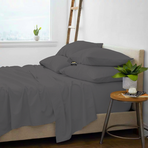Dark Grey Sheet Set with Extra Pillowcase Solid Bliss Sateen