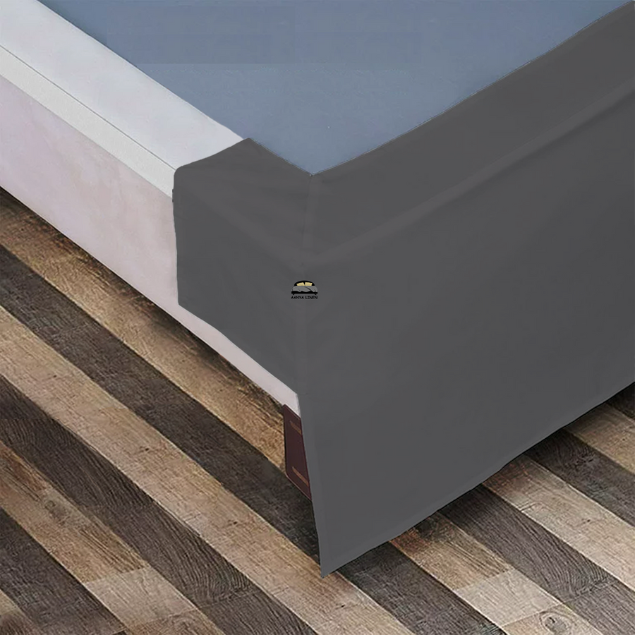 Dark Grey Bed Skirt Available In All Sizes AanyaLinen