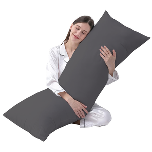 Dark Grey Body Pillow Cover Solid Bliss Sateen