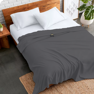 Dark Grey Flat Sheet Solid Comfy Sateen