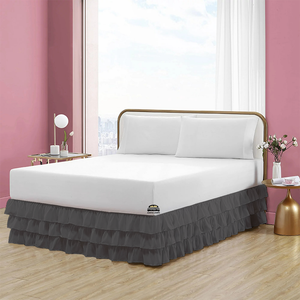 Dark Grey Multi Ruffle Bed Skirt Bliss Solid