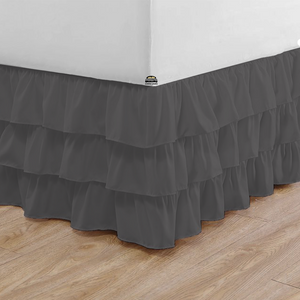 Dark Grey Multi Ruffle Bed Skirt Bliss Solid