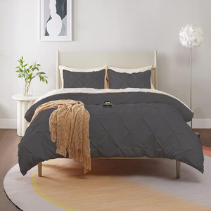 Grey Pintuck Duvet Cover Set Bliss