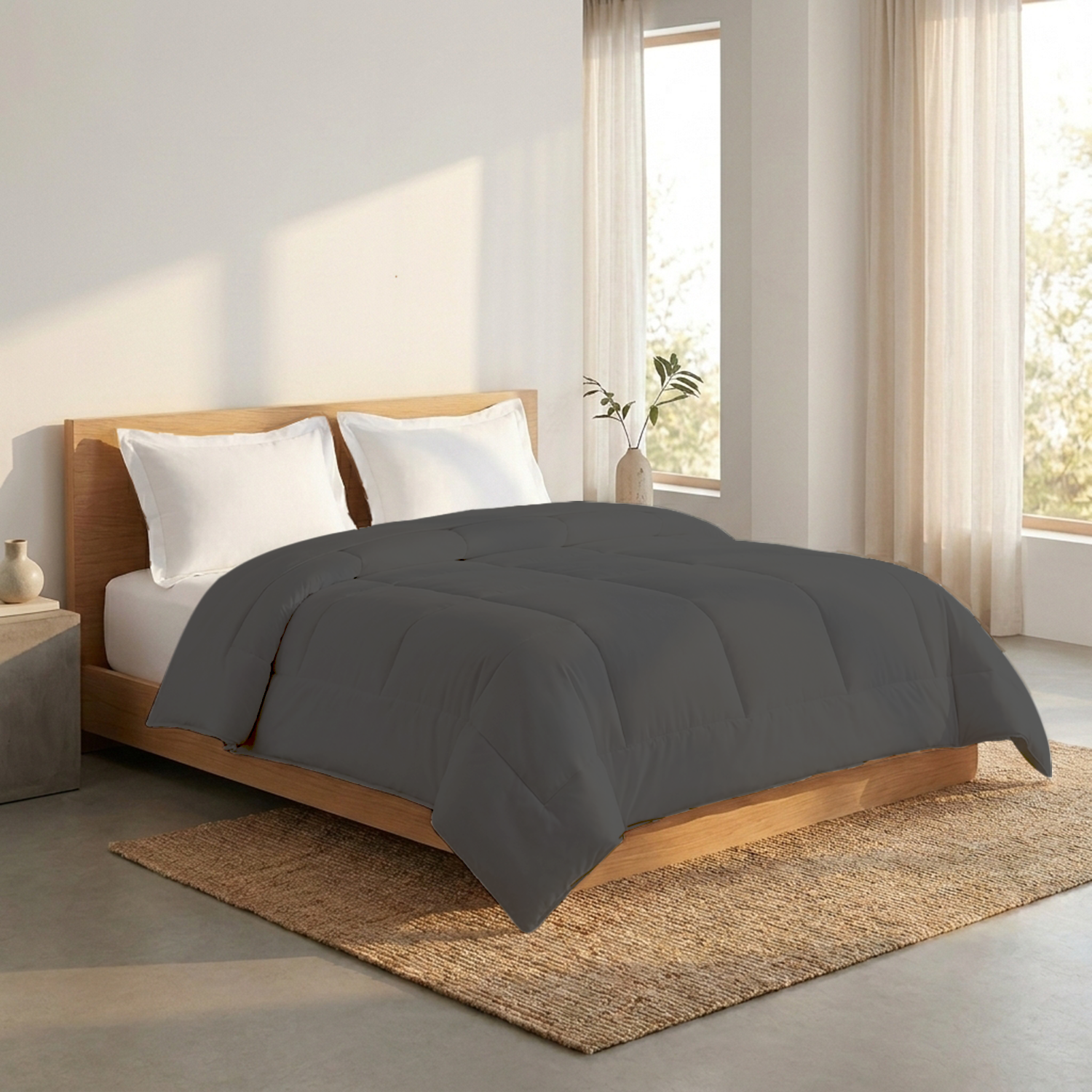 Comfy Dark Grey Comforter 400 GSM Sateen