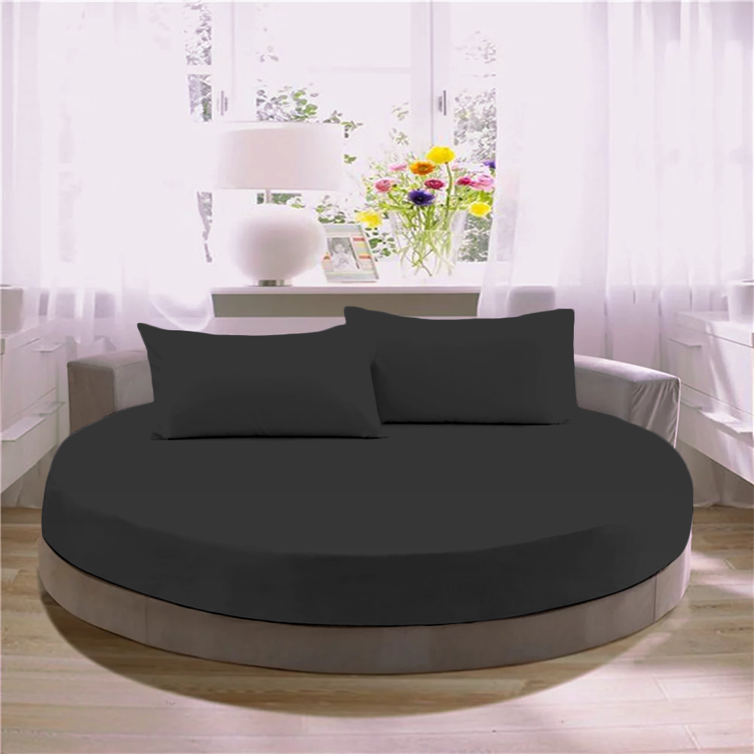 Dark Grey Round Fitted Bed Sheets