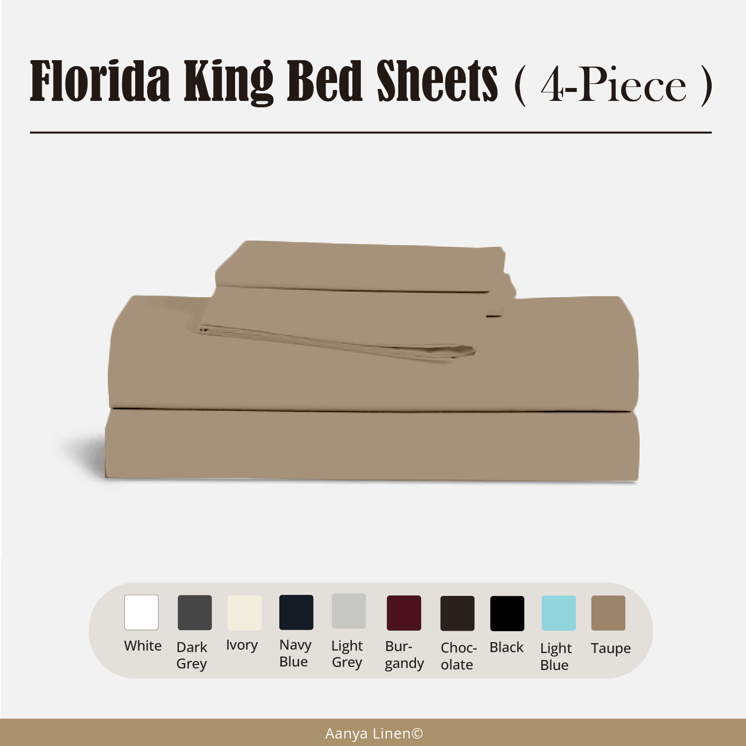 Florida King Bed Sheets ( 4-Piece ) - 400 Thread Count