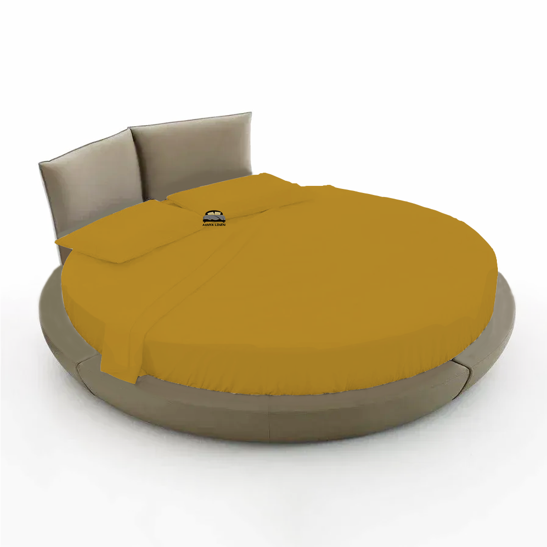 Gold Round Bed Sheets Set AanyaLinen