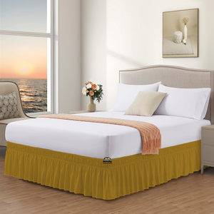 Gold Wrap Around Bed Skirt Solid Comfy Sateen