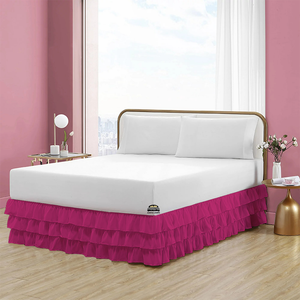 Hot Pink Multi Ruffle Bed Skirt Solid Comfy
