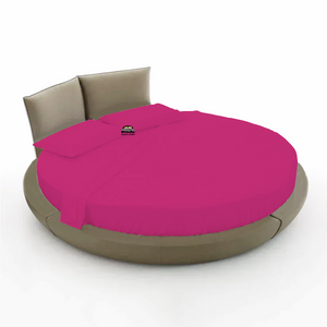 Hot Pink Round Bed Sheets Set Solid Comfy Sateen