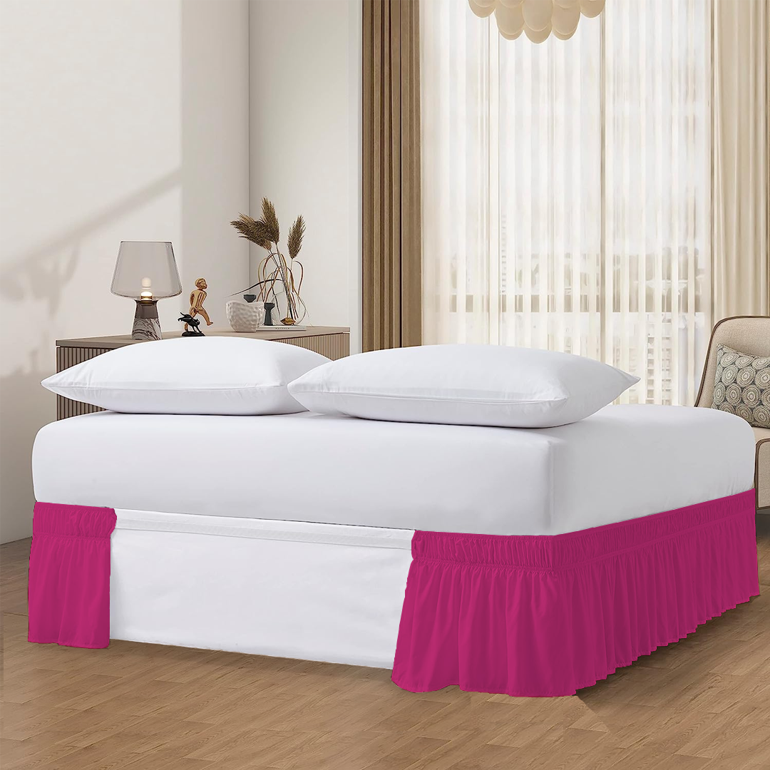 Hot Pink Wrap Around Bed Skirt Solid Comfy Sateen